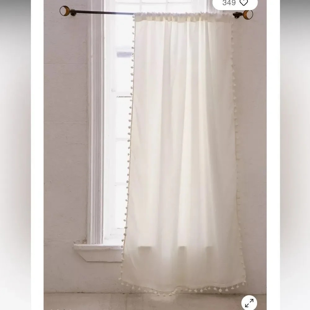 New Urban Outfitters UO Home Rideau Pom Blackout Curtain 52x96 Ivory